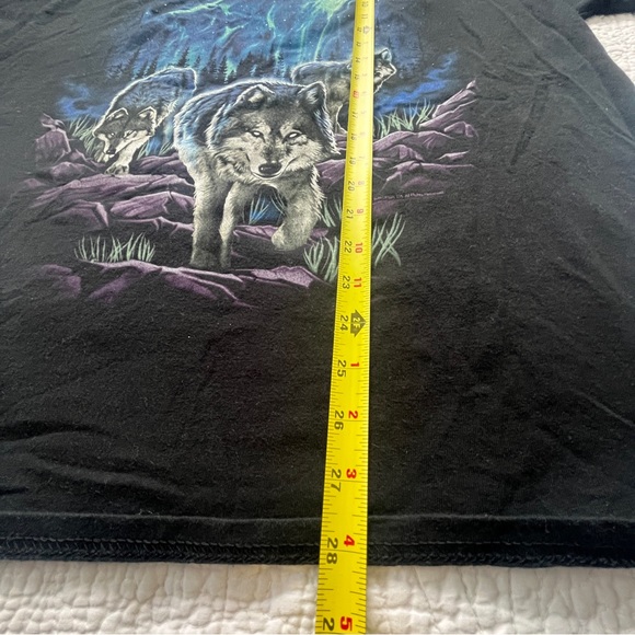 DOM Wolf Howling Night Graphic Print Mens Black T-Shirt Size  XL - Picture 4 of 8